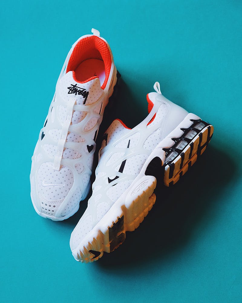 stussy x nike air zoom spiridon kukini white